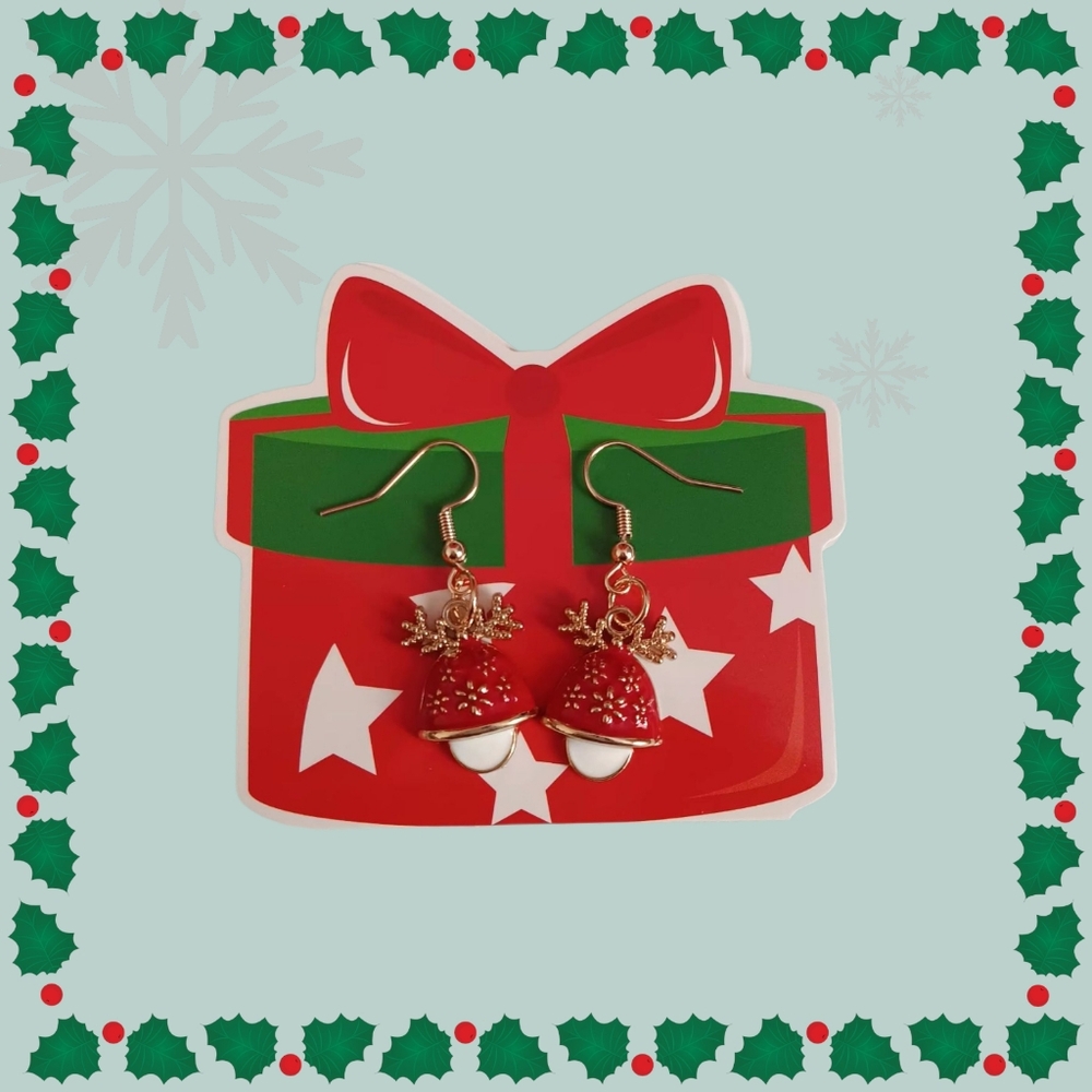 Mushroom with Antlers Christmas Earrings